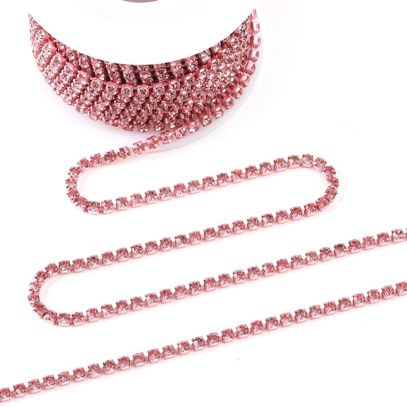 Rytenz 10 Yards 3 MM Rhinestone Chain Trim Crystal Rhinestone Close Chain Trim for Sewing Crafts, DIY Decoration, Jewelry, Clothing, Shoes (Light Pink, 3MM) - Image 2